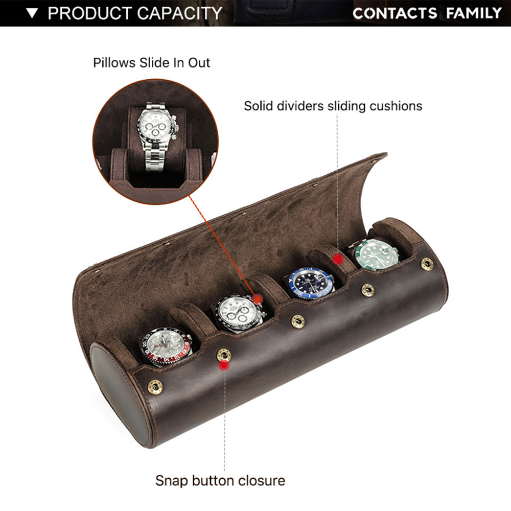 Vintage Genuine Leather 1/2/3/ - Watch Travel Roll Case 3 Slots Leather 评论和价格