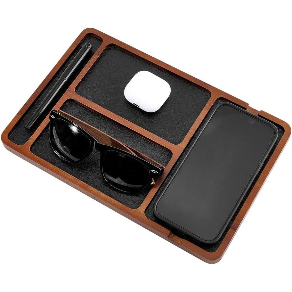Wooden Valet Tray Nightstand O - Valet Tray Nightstand Organizer Leather 评论和价格