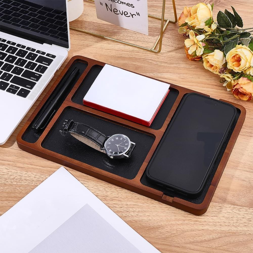 Wooden Valet Tray Nightstand O - Valet Tray Nightstand Organizer Leather 评论和价格