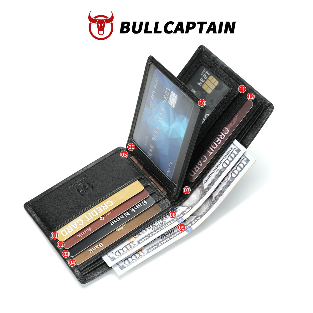 BULLCAPTAIN Slim Leather Walle - Money Clip Minimalist Rfid Blocking 评论和价格