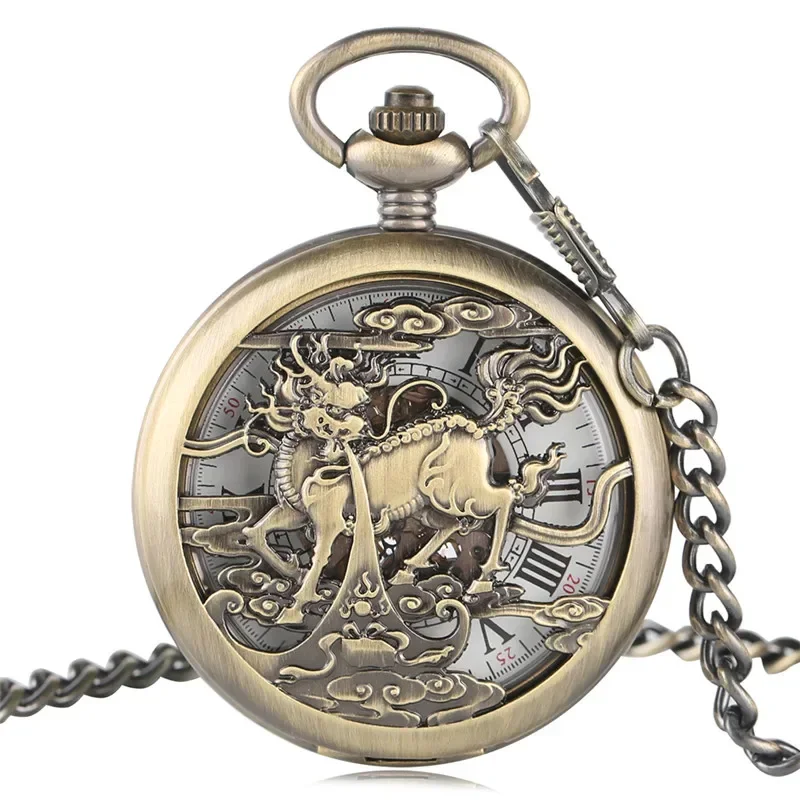 Retro Kylin Skeleton Men's Poc - Pocket Watch Mechanical Skeleton Vintage 评论和价格
