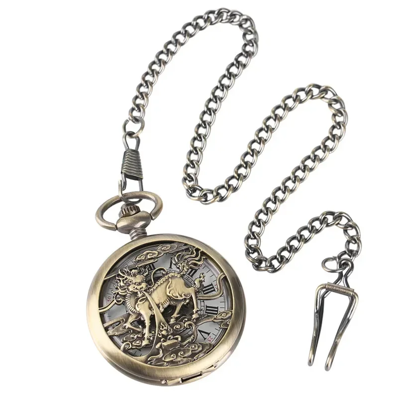 Retro Kylin Skeleton Men's Poc - Pocket Watch Mechanical Skeleton Vintage 评论和价格