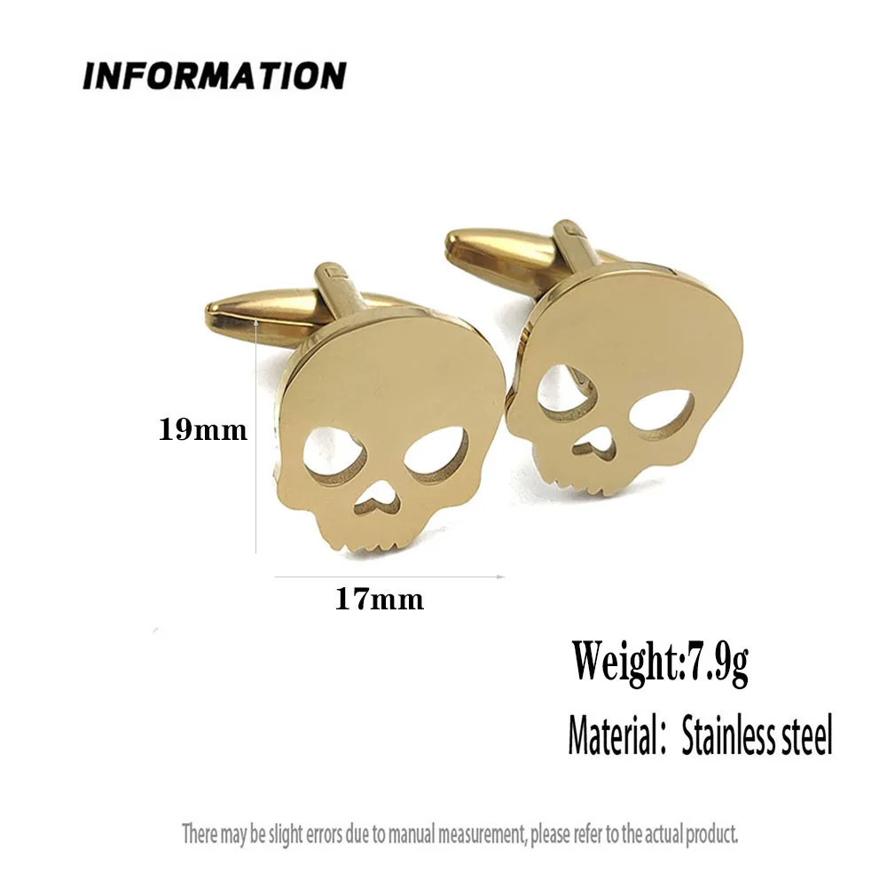 Halloween Skull 18k Gold-plate - Cufflinks Men Stainless Steel Luxury 评论和价格