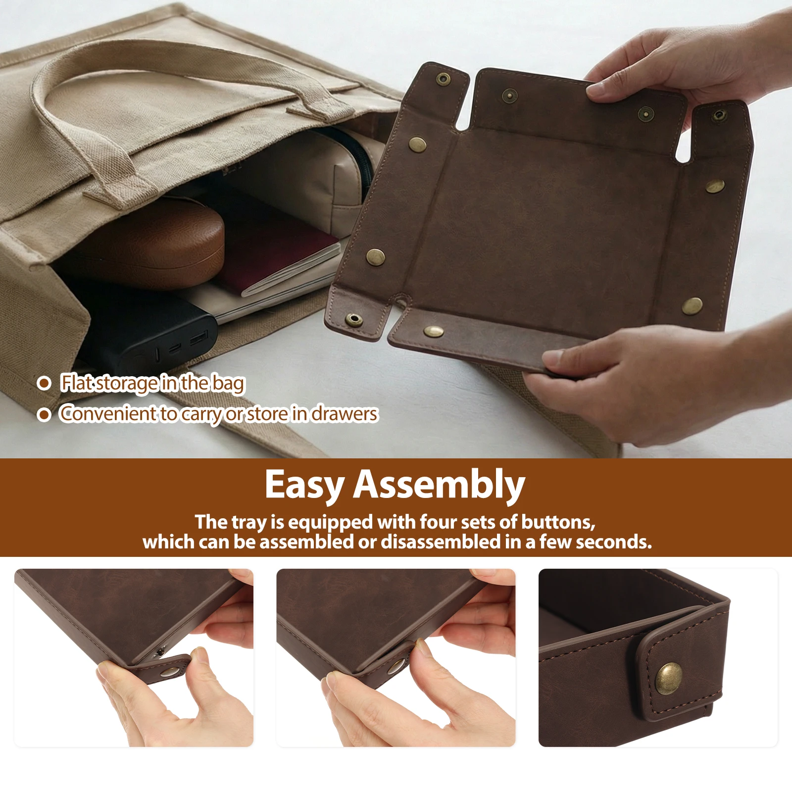 PU Leather Valet Tray Portable - Valet Tray Nightstand Organizer Leather 评论和价格