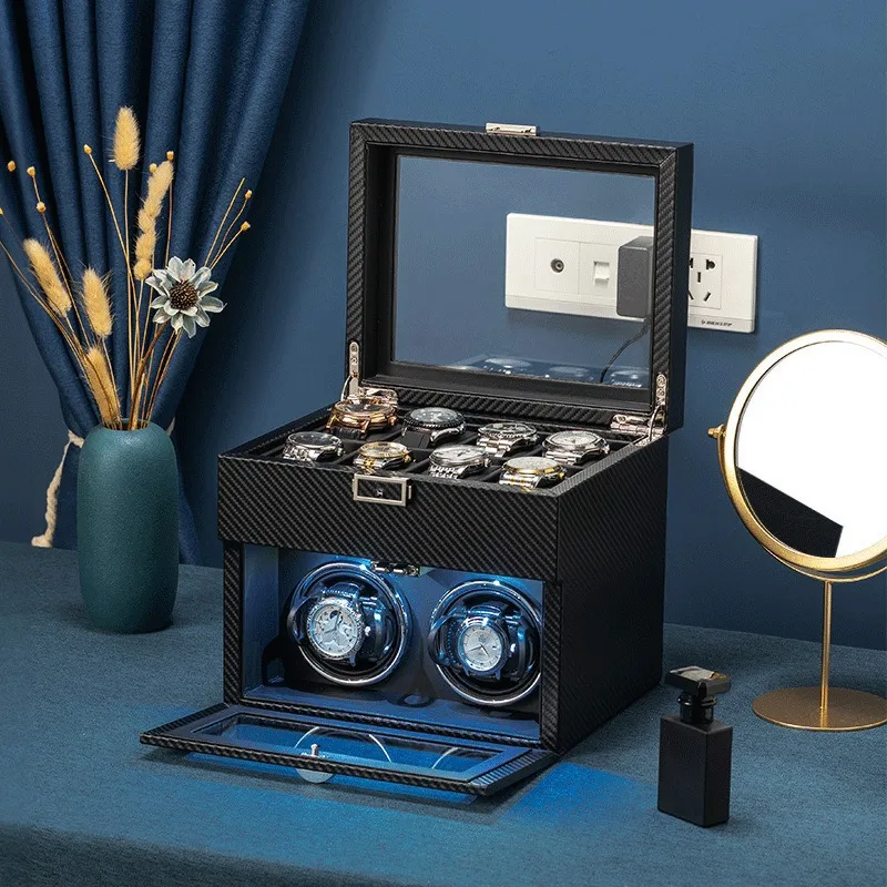 for New Watch Winder Box Mecha - Watch Display Storage Box Carbon Fiber 评论和价格