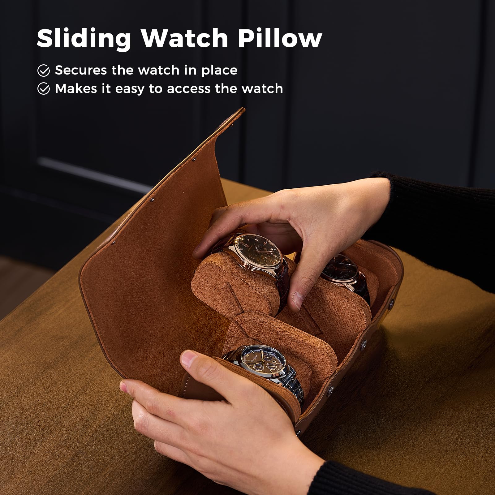 Luxury PU Leather Watch Case W - Watch Travel Roll Case 3 Slots Leather 评论和价格