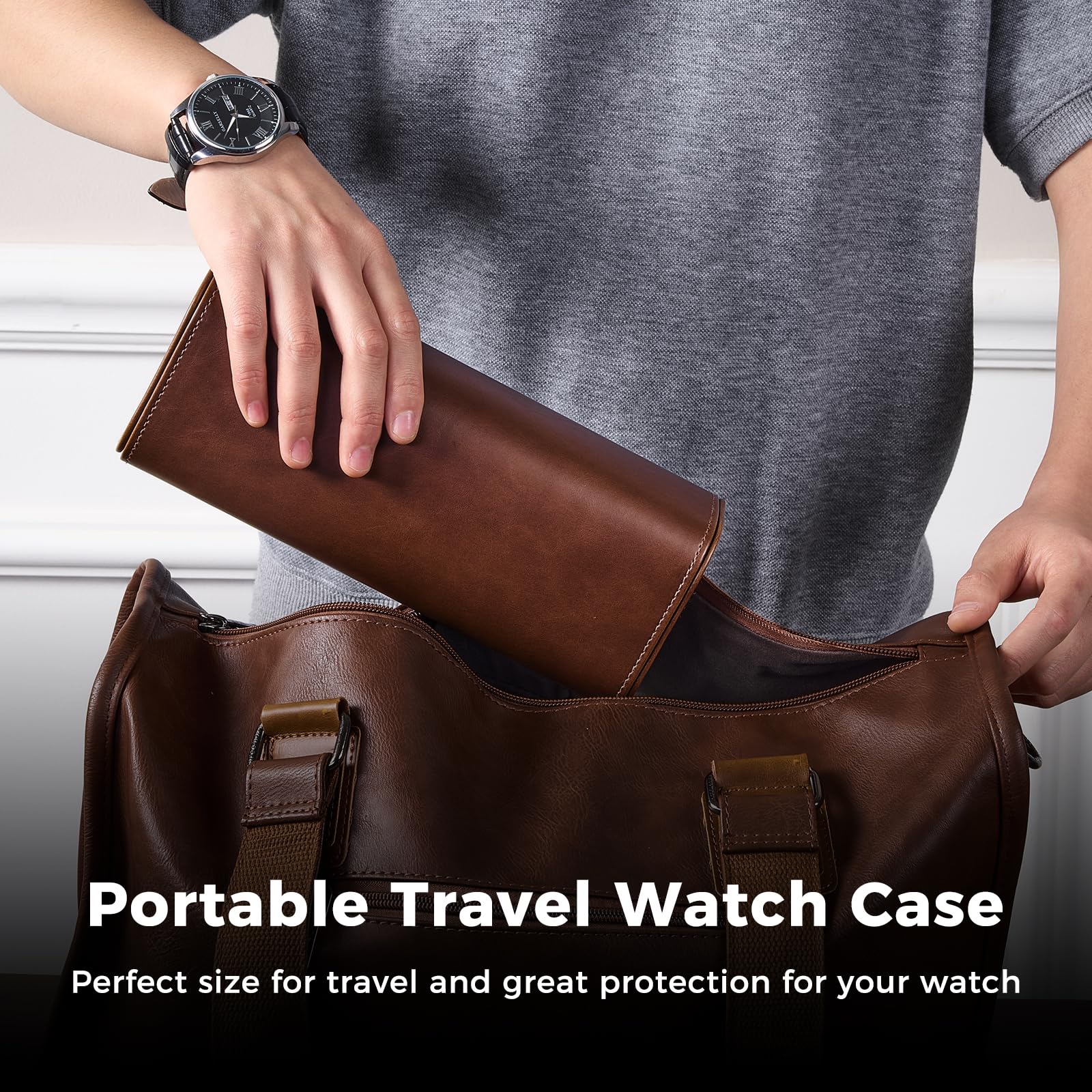 Luxury PU Leather Watch Case W - Watch Travel Roll Case 3 Slots Leather 评论和价格