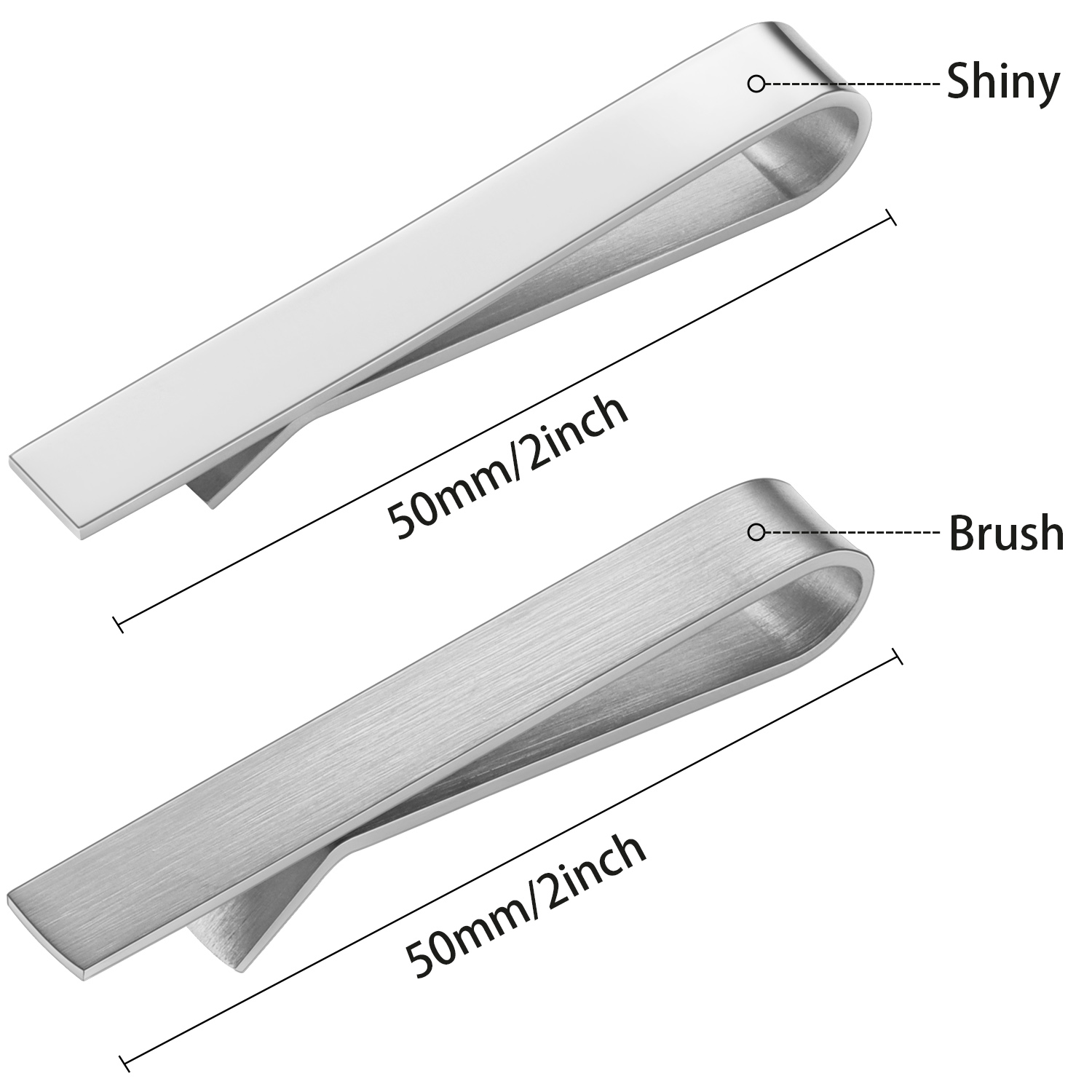 HAWSON 2 in shiny and brushTie - Tie Clip Bar Set Stainless Steel 评论和价格