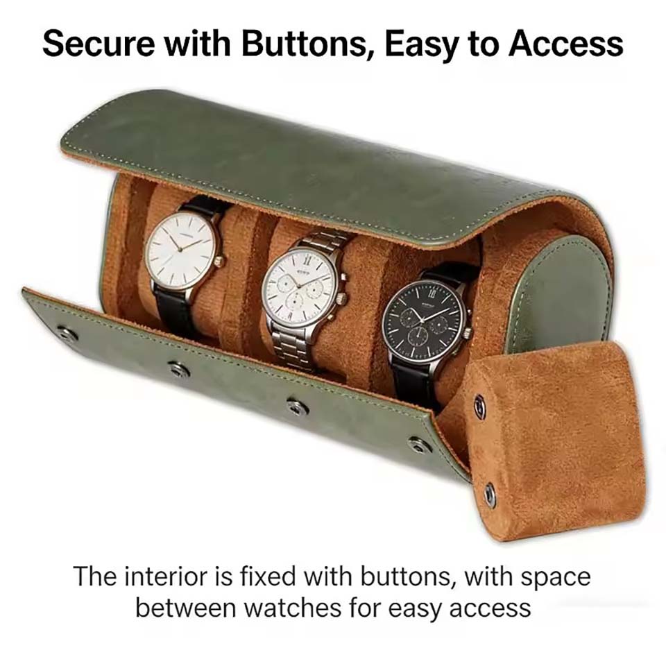 Watch Roll Travel Case 1/2/3-S - Watch Travel Roll Case 3 Slots Leather 评论和价格