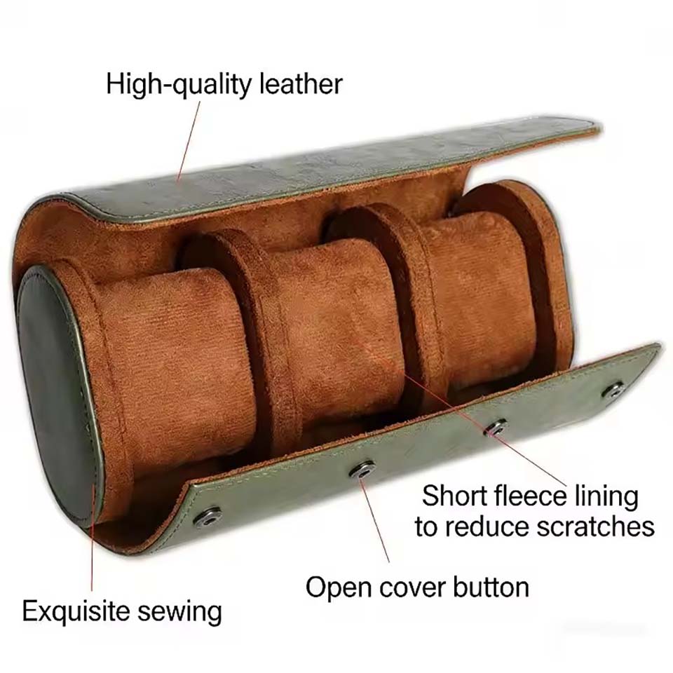 Watch Roll Travel Case 1/2/3-S - Watch Travel Roll Case 3 Slots Leather 评论和价格