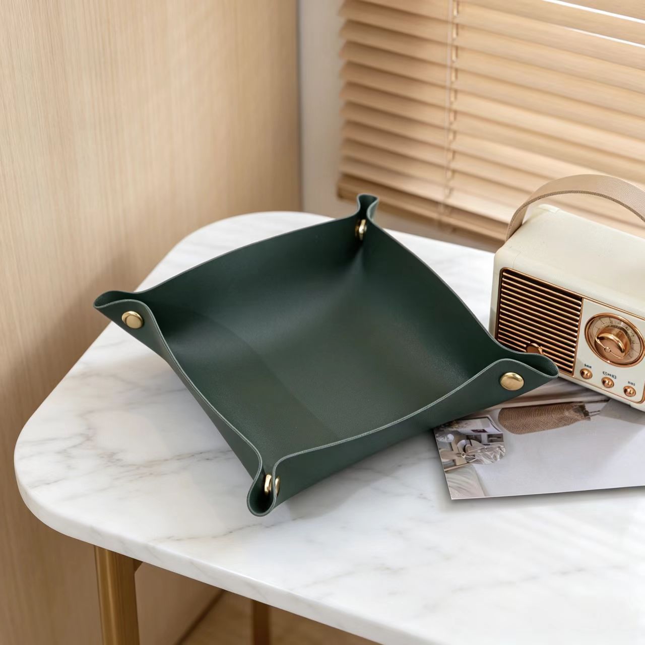 PU Valet Tray Foldable Storage - Valet Tray Nightstand Organizer Leather 评论和价格