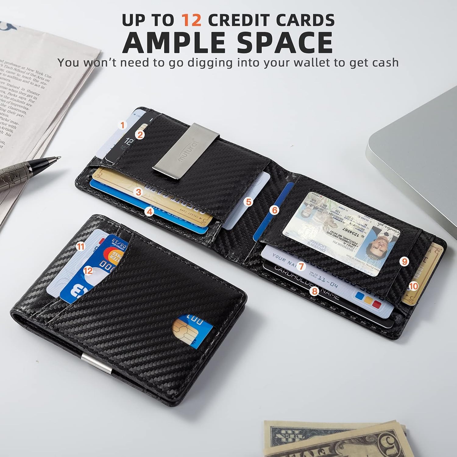 Mutural Minimalist Slim Wallet - Money Clip Minimalist Rfid Blocking 评论和价格