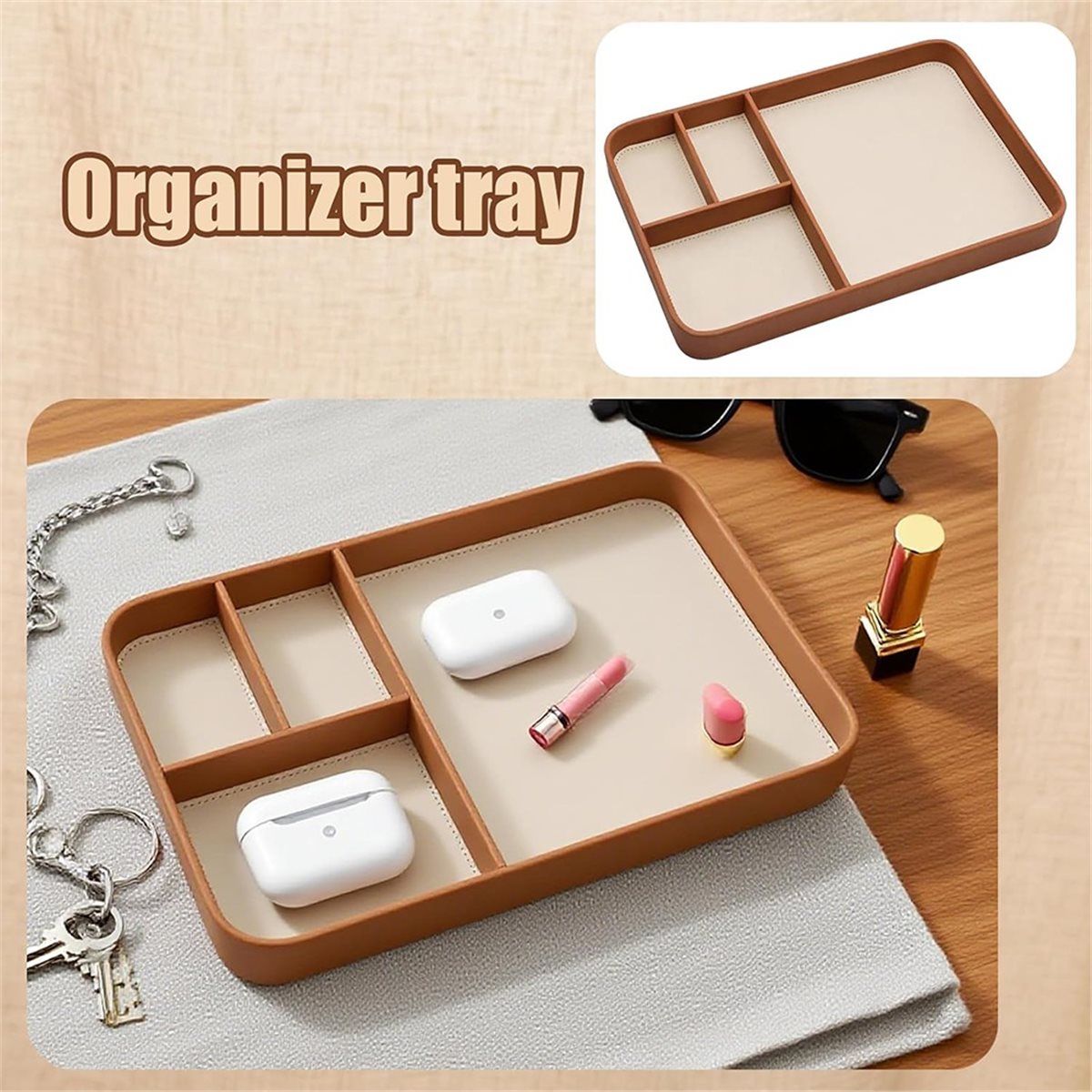 High Quality Men'S Vegan Leath - Valet Tray Nightstand Organizer Leather 评论和价格