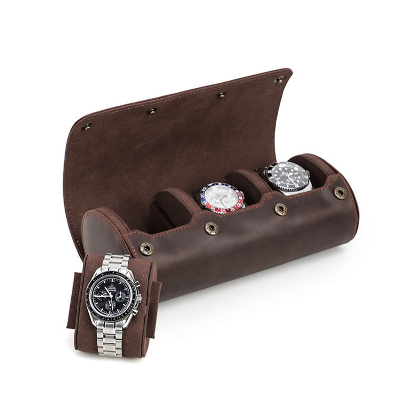 Genuine Cowhide Leather Watch  - Watch Travel Roll Case 3 Slots Leather 评论和价格