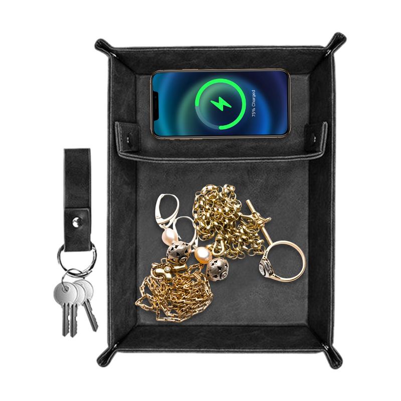 Leather Valet Tray For Men PU  - Valet Tray Nightstand Organizer Leather 评论和价格