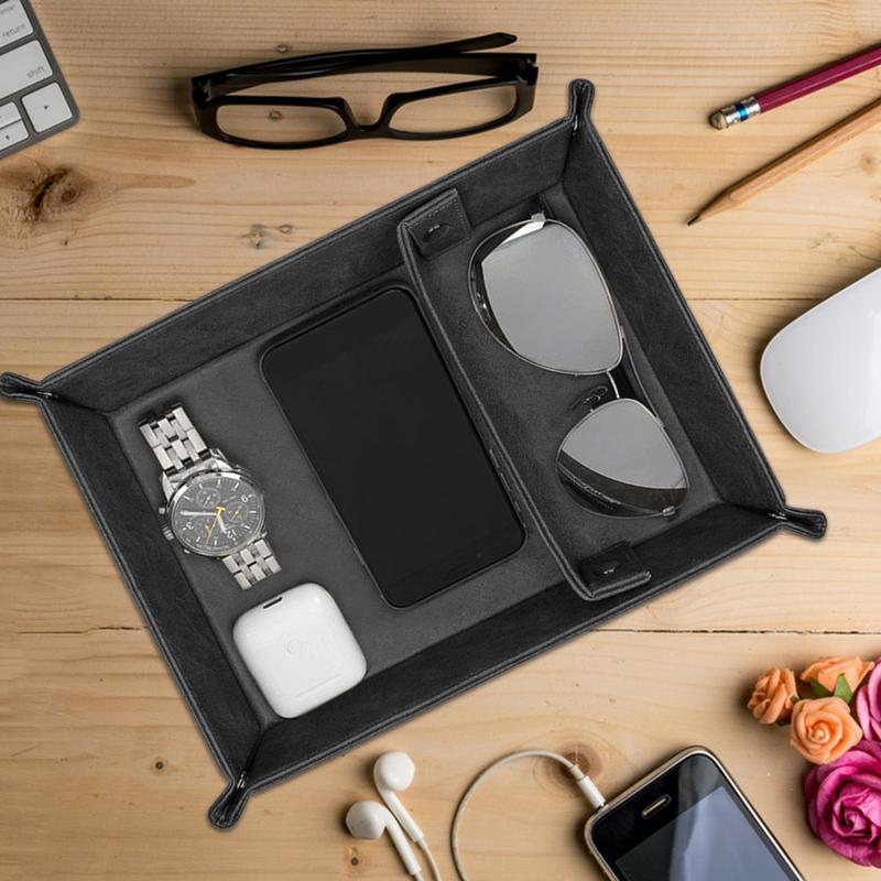 Leather Valet Tray For Men PU  - Valet Tray Nightstand Organizer Leather 评论和价格