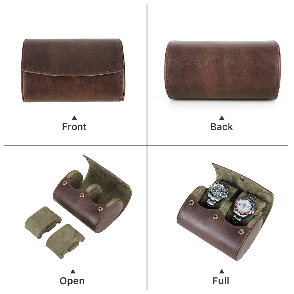 Vintage Genuine Leather Watch  - Watch Travel Roll Case 3 Slots Leather 评论和价格