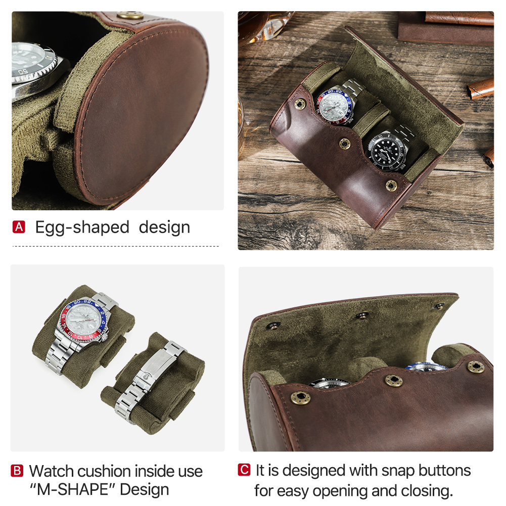 Vintage Genuine Leather Watch  - Watch Travel Roll Case 3 Slots Leather 评论和价格