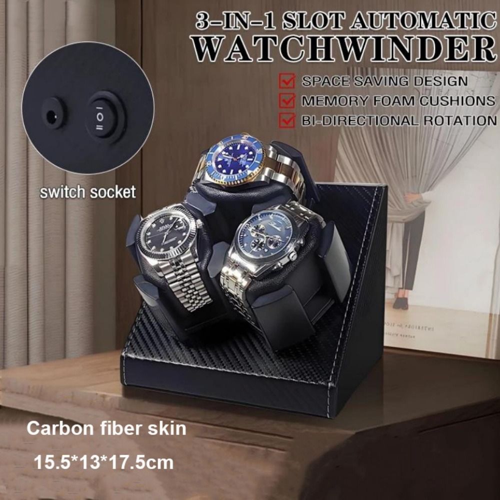 3-in-1 Automatic Watch Winder  - Watch Display Storage Box Carbon Fiber 评论和价格