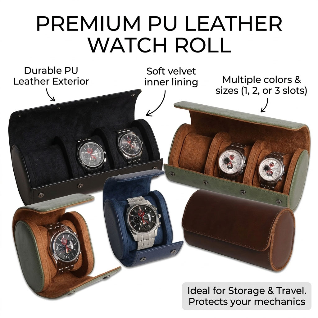 Watch Roll Travel Case 1 2 3 S - Watch Travel Roll Case 3 Slots Leather 评论和价格