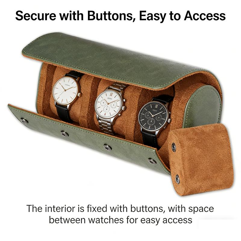 Leather Watch Roll 1 2 3 Slots - Watch Travel Roll Case 3 Slots Leather 评论和价格