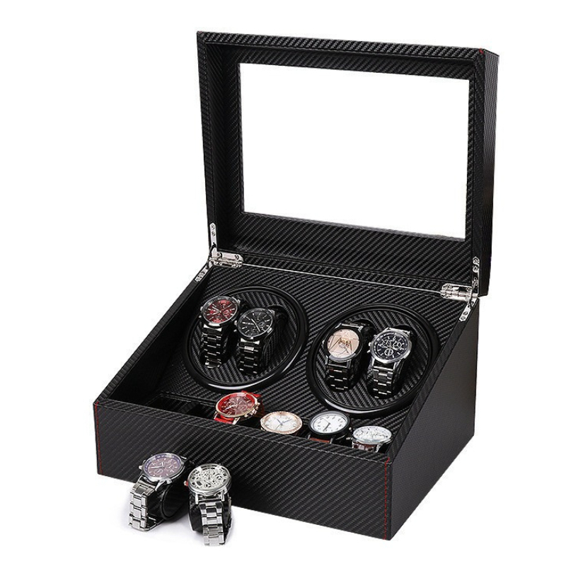 Leather Watch Winders 4 Slot M - Watch Display Storage Box Carbon Fiber 评论和价格