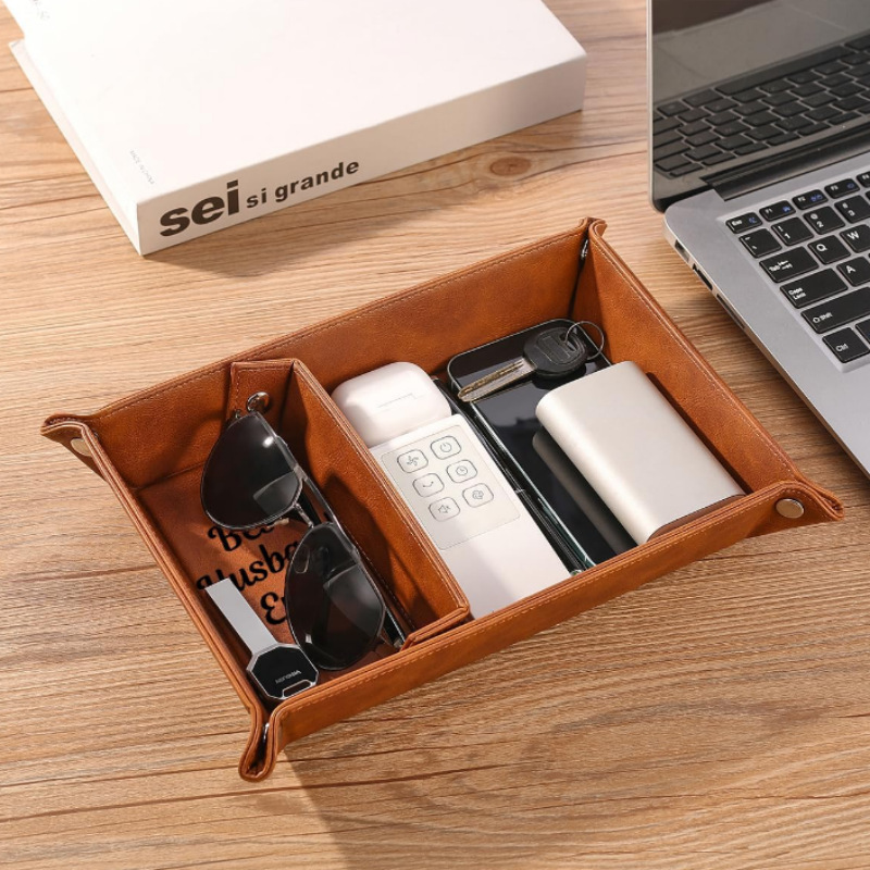 Personalized Desk Organizer PU - Valet Tray Nightstand Organizer Leather 评论和价格