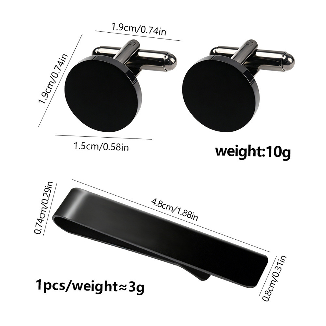3 Sets Classic Round Cufflinks - Tie Clip Bar Set Stainless Steel 评论和价格