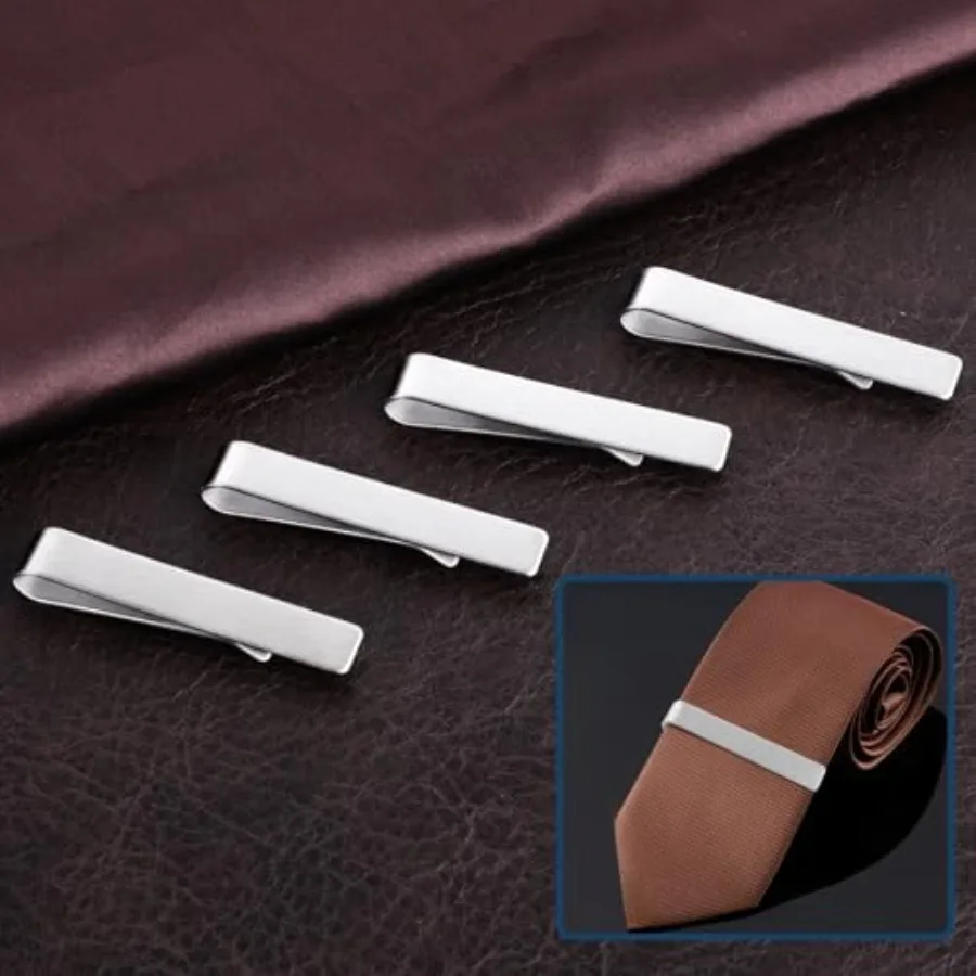 4 Pcs Stainless Steel Tie Clip - Tie Clip Bar Set Stainless Steel 评论和价格