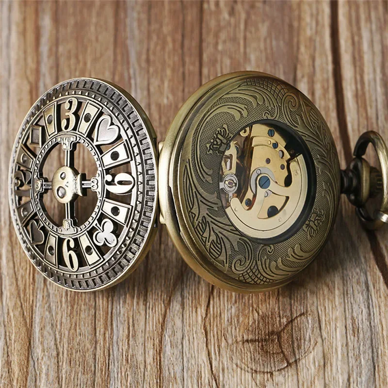 Vintage Poker Skull Head Skele - Pocket Watch Mechanical Skeleton Vintage 评论和价格