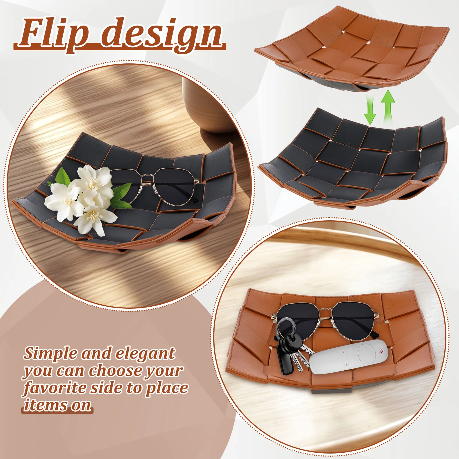 Valet Tray PU Leather Key Bowl - Valet Tray Nightstand Organizer Leather 评论和价格