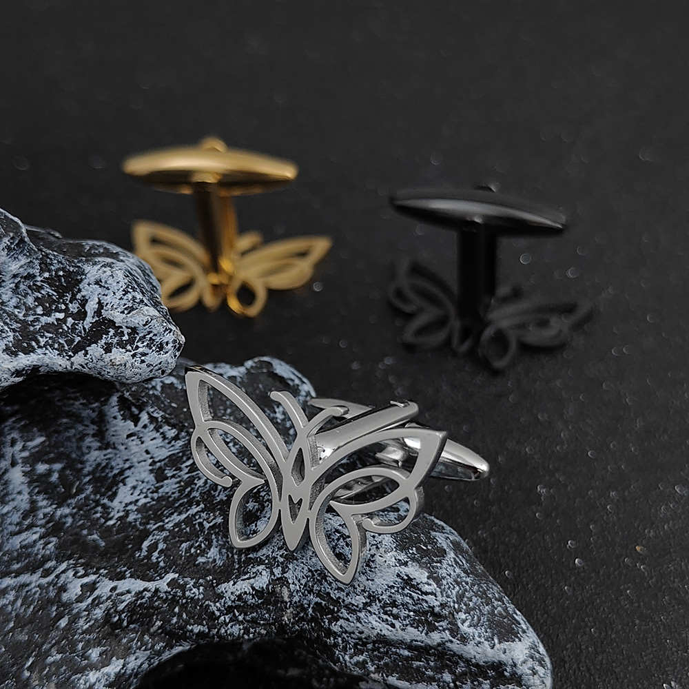 Hollow Butterfly Cufflinks Tie - Cufflinks Men Stainless Steel Luxury 评论和价格