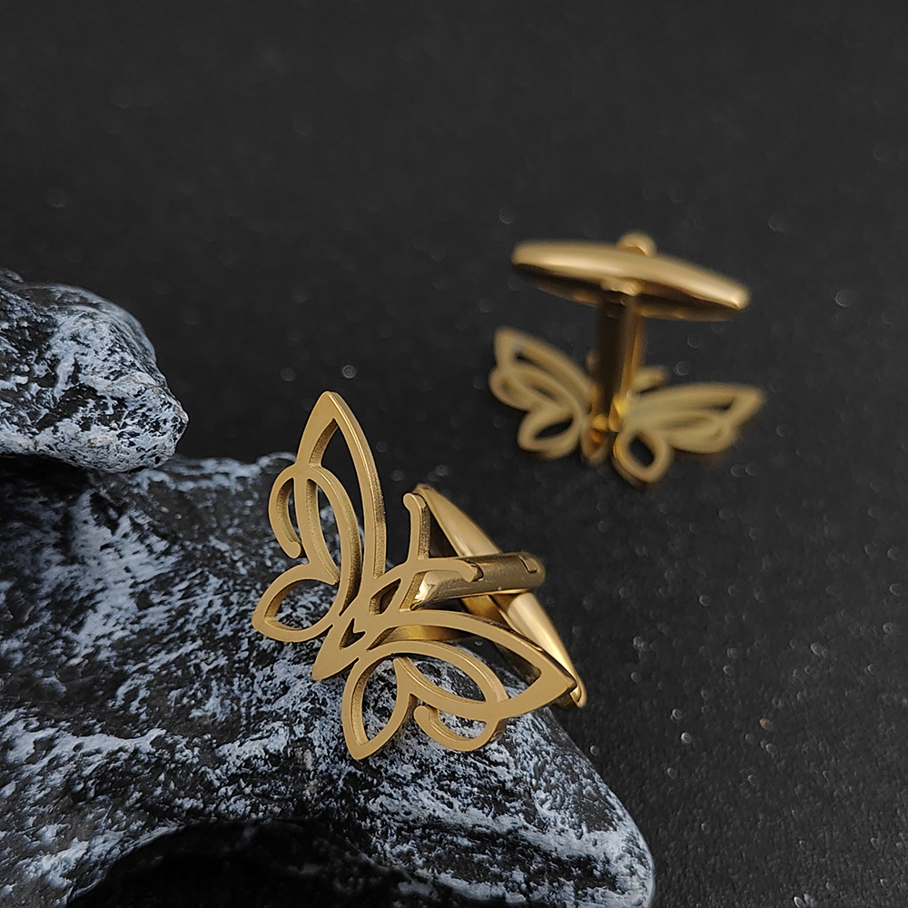 Hollow Butterfly Cufflinks Tie - Cufflinks Men Stainless Steel Luxury 评论和价格