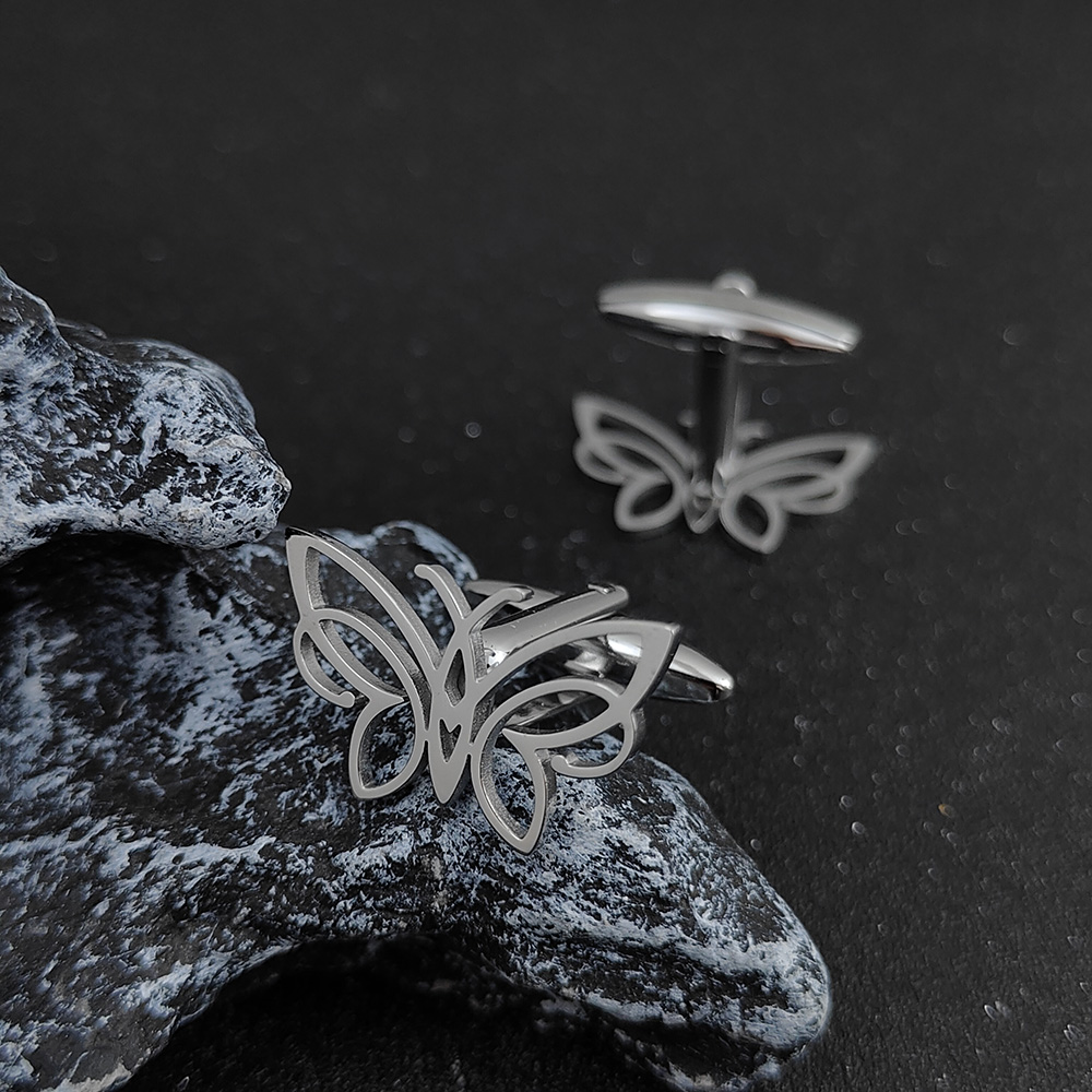 Hollow Butterfly Cufflinks Tie - Cufflinks Men Stainless Steel Luxury 评论和价格