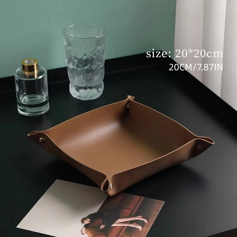 1PC 20x20CM Valet Tray Foldabl - Valet Tray Nightstand Organizer Leather 评论和价格