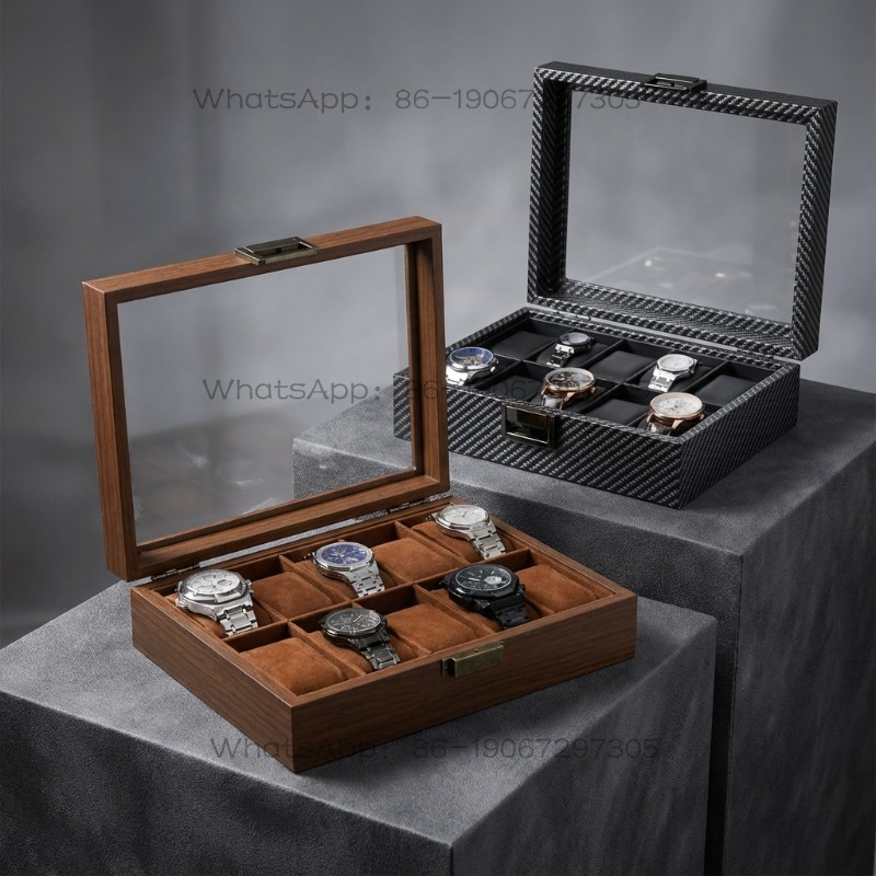 20230  Carbon fiber grain wood - Watch Display Storage Box Carbon Fiber 评论和价格