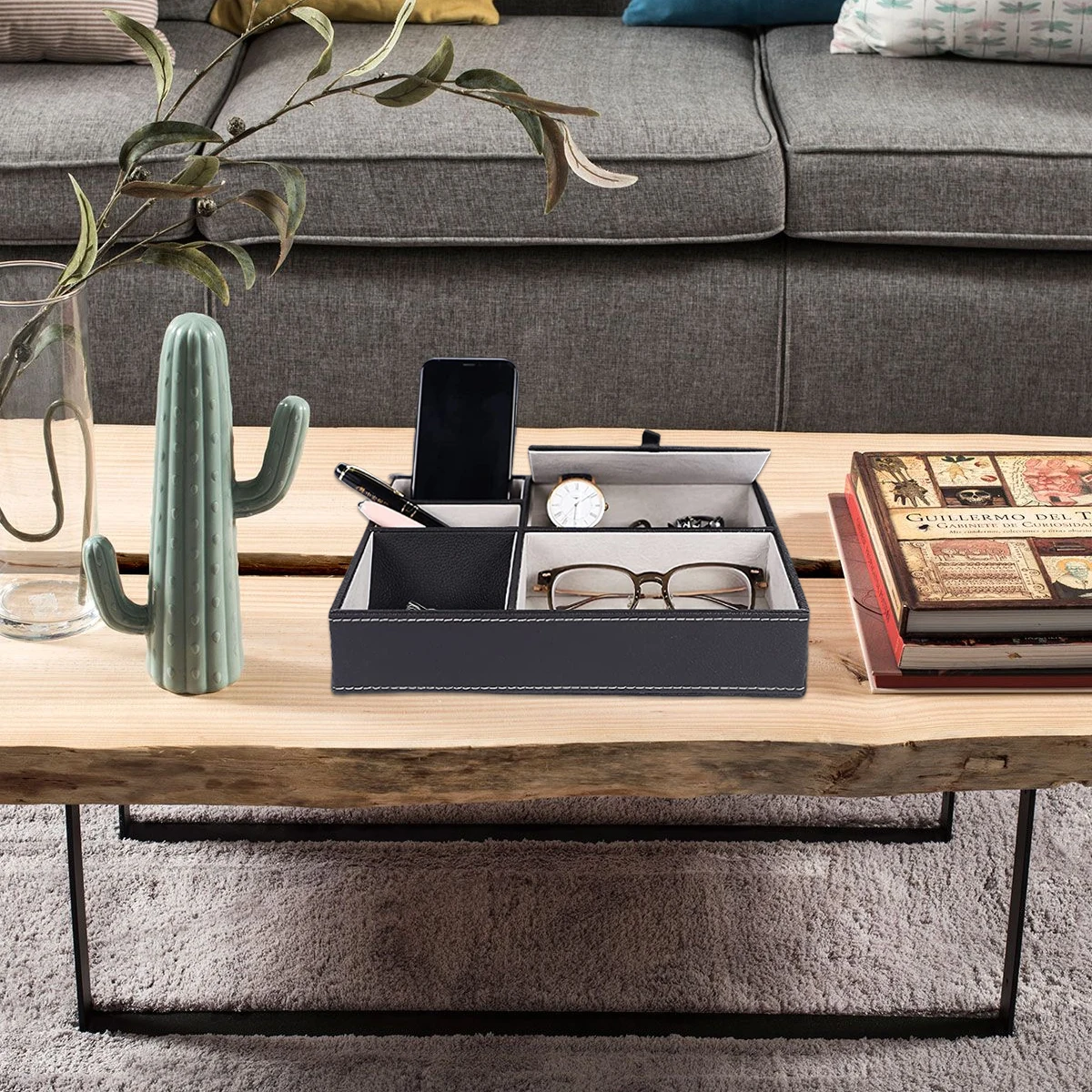 Faux Leather Men's Valet Tray  - Valet Tray Nightstand Organizer Leather 评论和价格