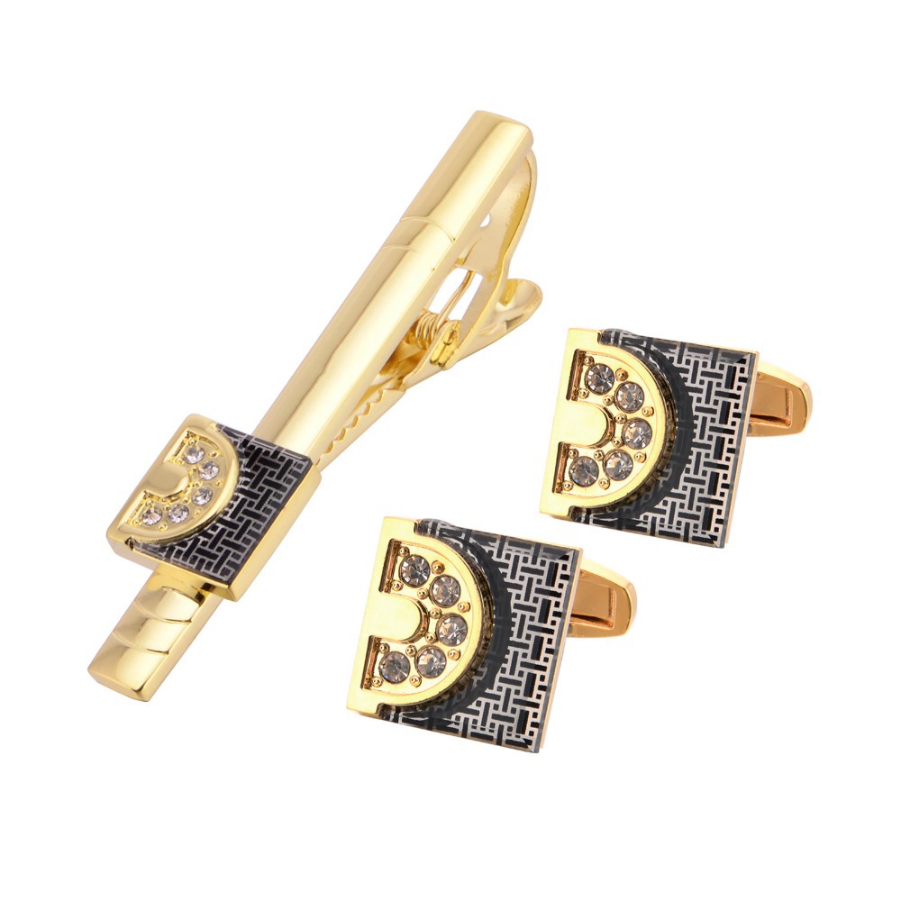 Gold Tone Cufflinks Tie Bar Se - Tie Clip Bar Set Stainless Steel 评论和价格