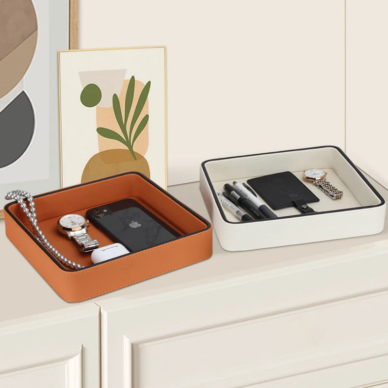 PU Leather Valet Tray Desktop  - Valet Tray Nightstand Organizer Leather 评论和价格