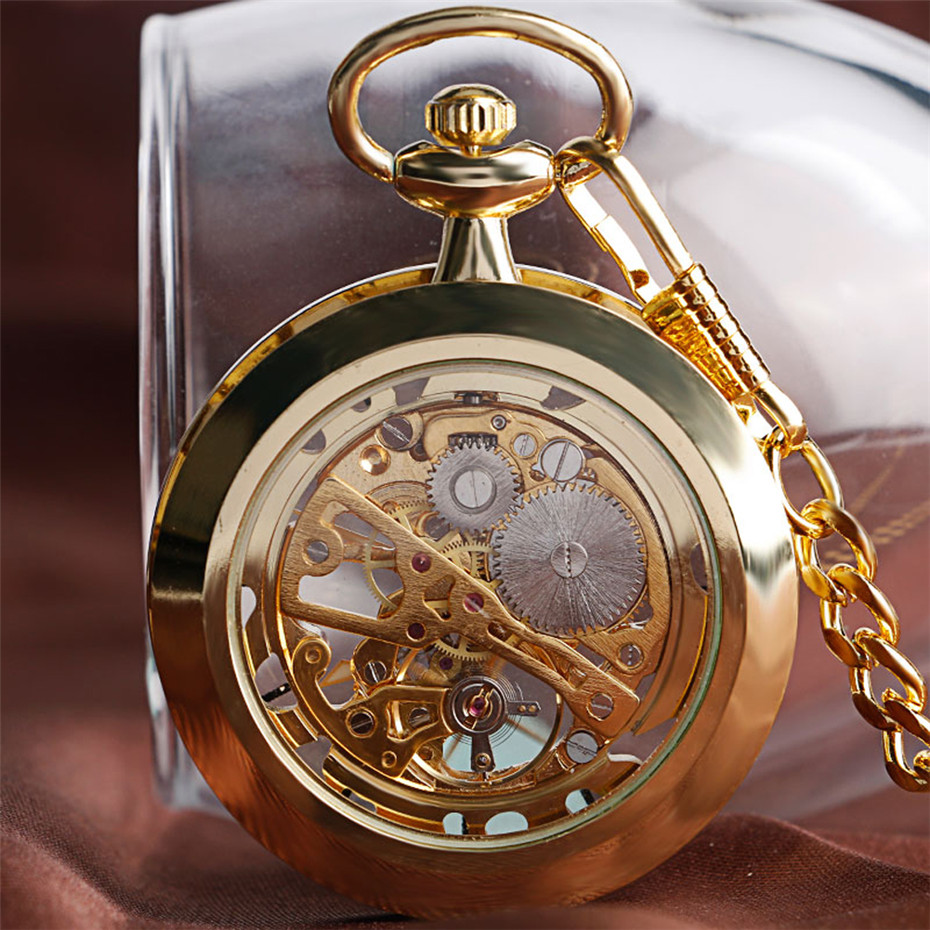 Transparent Open Face Hollow S - Pocket Watch Mechanical Skeleton Vintage 评论和价格