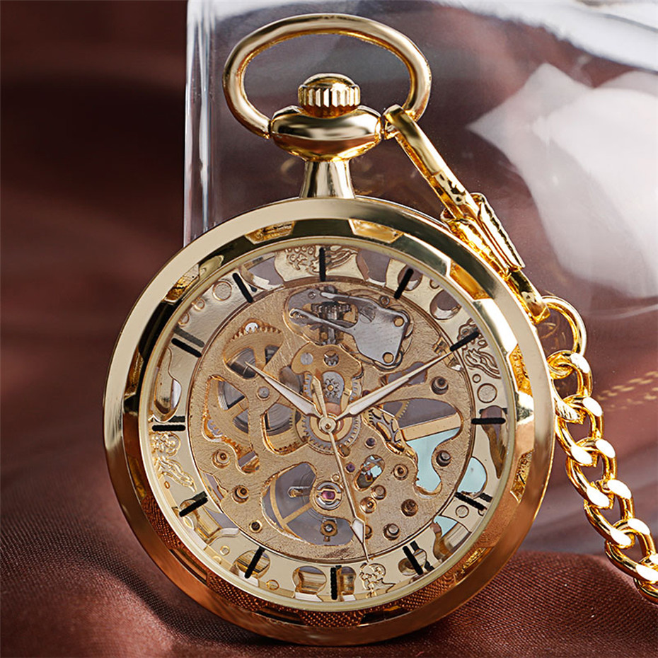 Transparent Open Face Hollow S - Pocket Watch Mechanical Skeleton Vintage 评论和价格